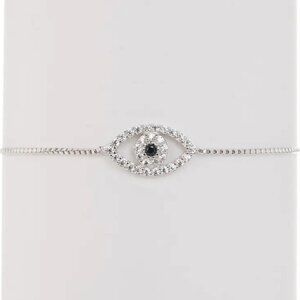 Adorina Womens Sterling Silver Swarovski Crystal Evil Eye Lariat Bracelets NEW